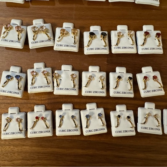 Elegant Gold and Silver Cubic Zirconia Clip On Earrings Set - 31 pairs - Picture 3 of 3